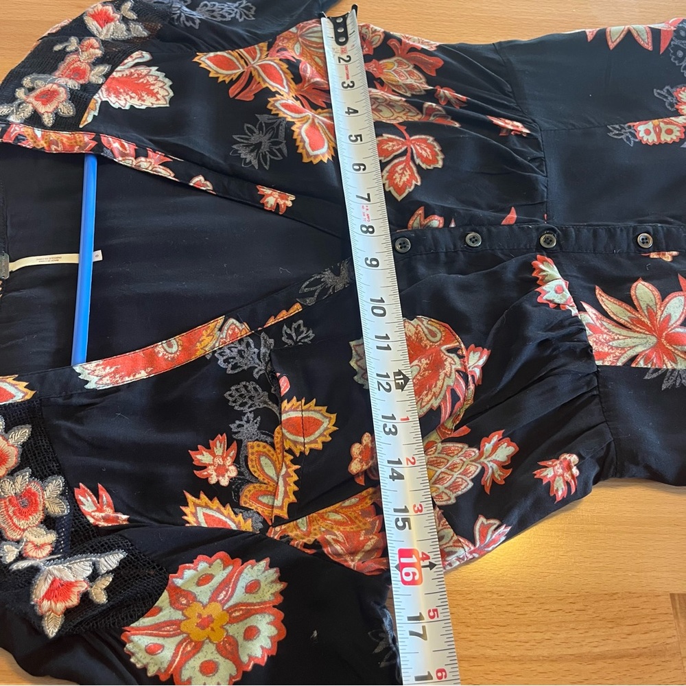 Free People Black Floral Long Sleeve Midi Dress - Picture 2 of 11